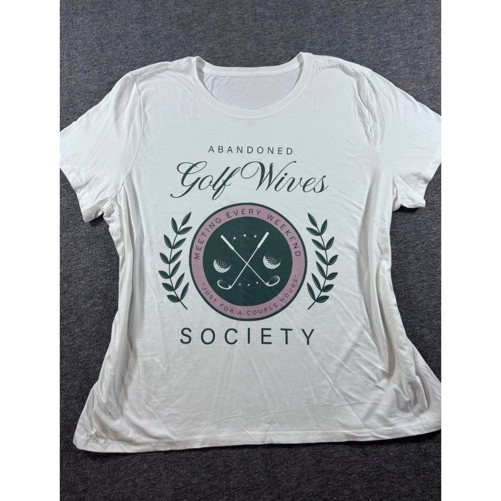 Abandoned Golf Wives Society White Graphic T-Shirt Womens 2XL Cotton